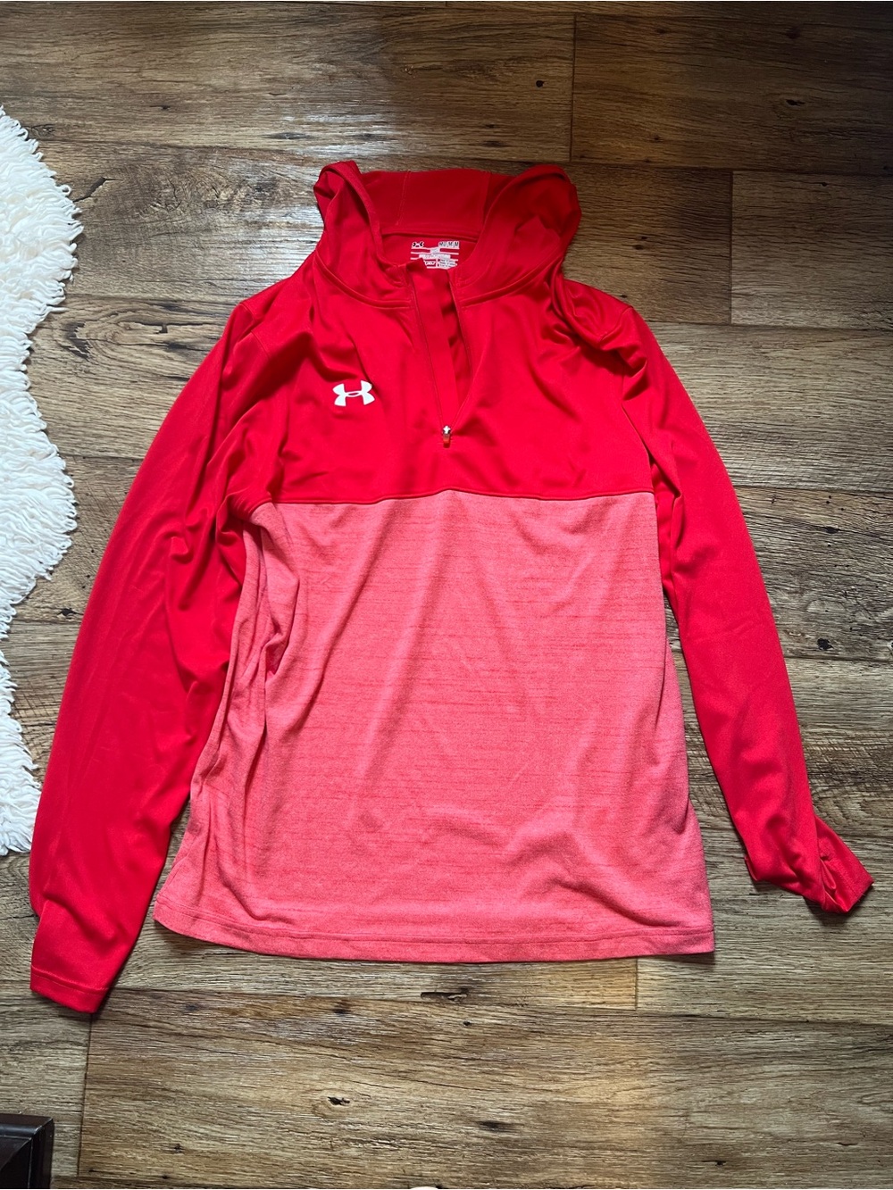 Under Armour Red Two-Tone Half-Zip Hoodie Med (fits like Large)